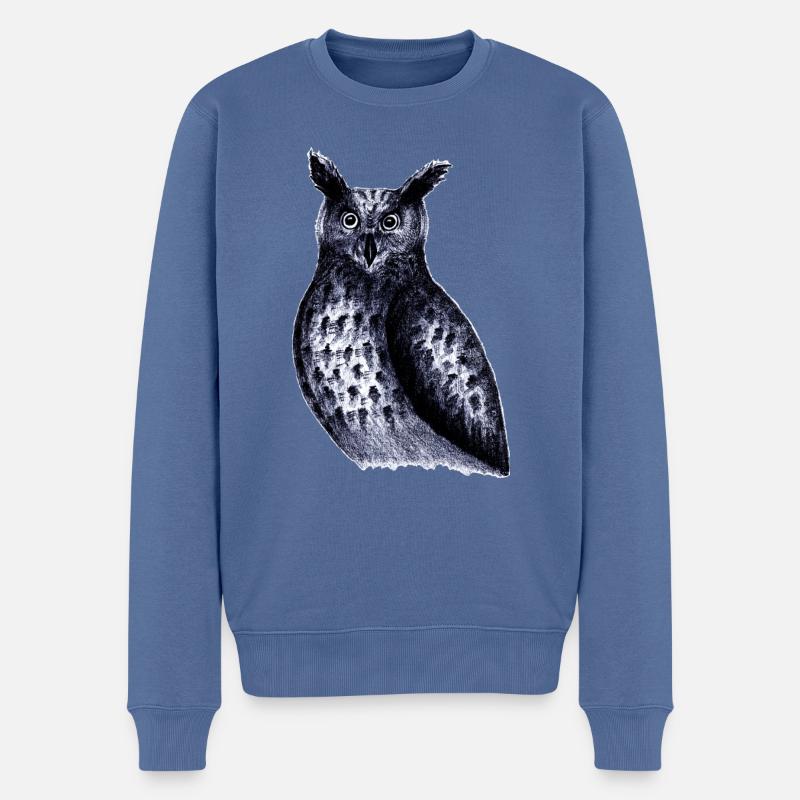 Vögel der Nacht - Männer Premium Bio Pullover - Taubenblau