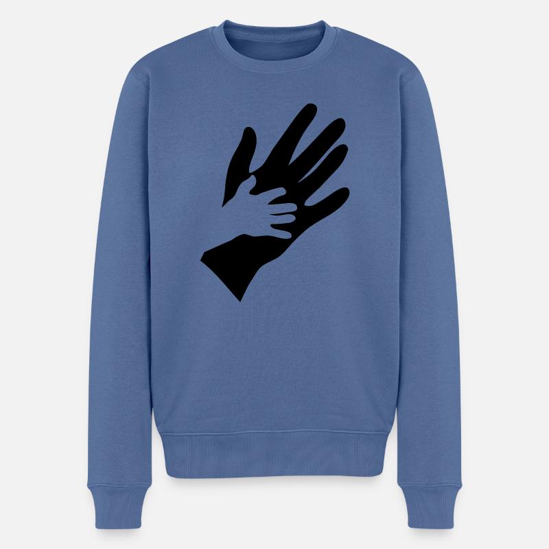 Hand - Männer Premium Bio Pullover - Taubenblau