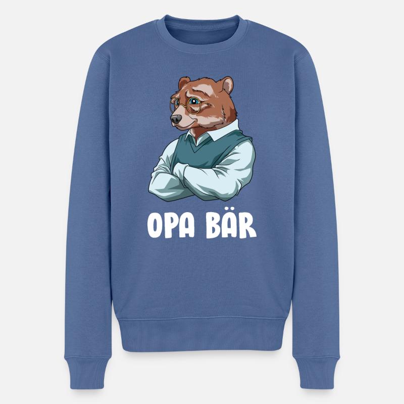 Opa Bär - Cooler Großvater Bär - Männer Premium Bio Pullover - Taubenblau
