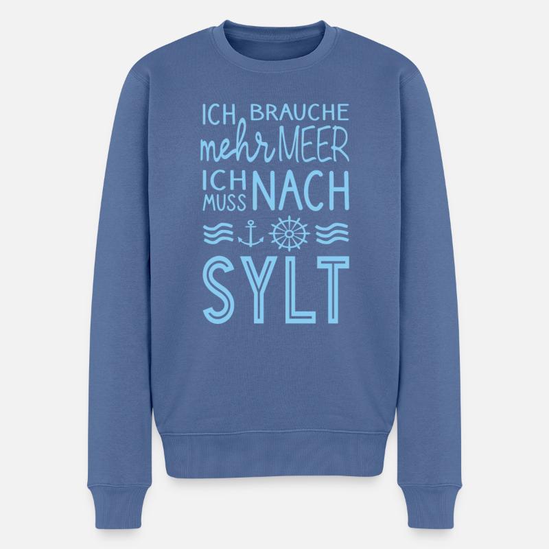Sylt lustiger Spruch - Männer Premium Bio Pullover - Taubenblau
