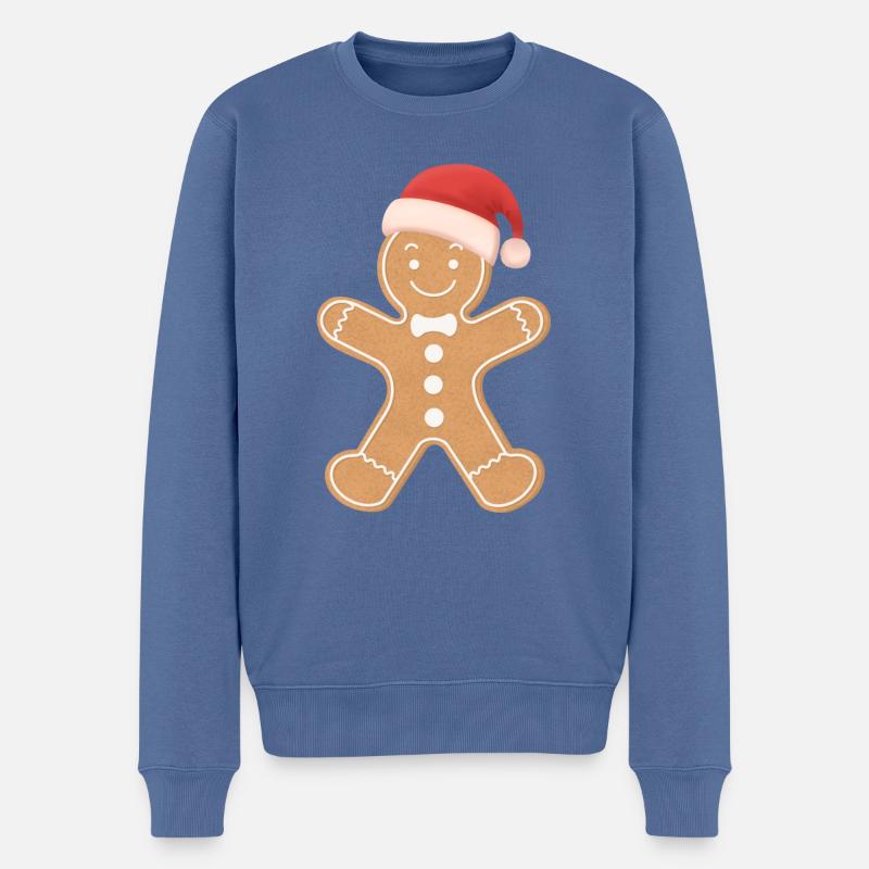 Lebkuchen Männchen Cookie - Männer Premium Bio Pullover - Taubenblau