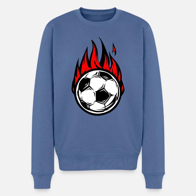 Fussball Brennt Feuer - Männer Premium Bio Pullover - Taubenblau
