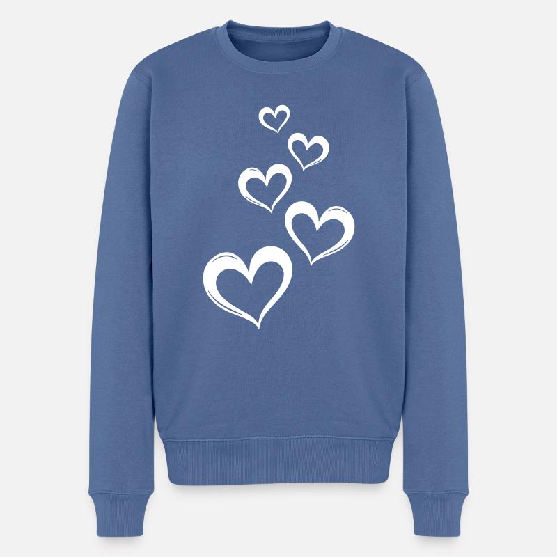 Herzen Liebe Symbol - Männer Premium Bio Pullover - Taubenblau