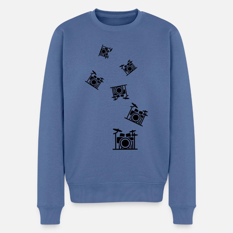 Schlagzeug - Männer Premium Bio Pullover - Taubenblau