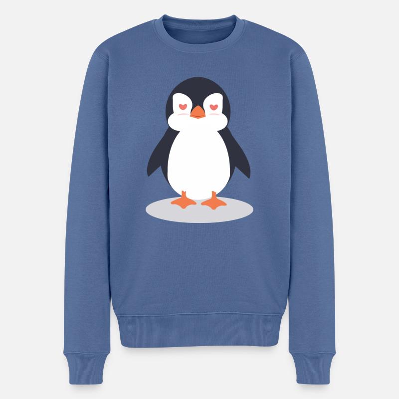 Pinguin - Männer Premium Bio Pullover - Taubenblau