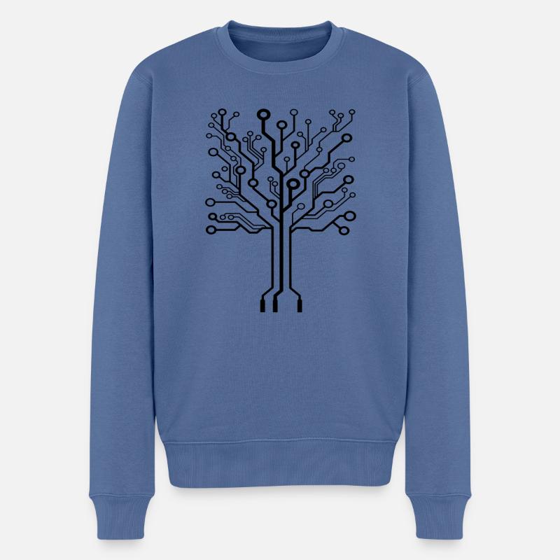 Baum aus Platine - Computerbaum - Männer Premium Bio Pullover - Taubenblau