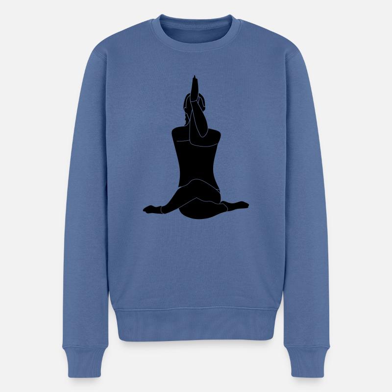 Yoga - Männer Premium Bio Pullover - Taubenblau