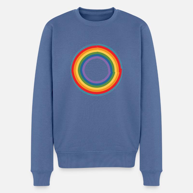 Rainbow circle - Pull Premium bio Homme - bleu pigeon