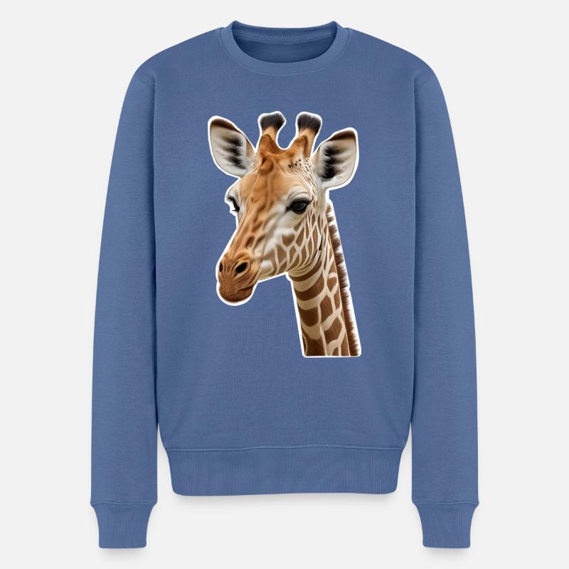Giraffe - Männer Premium Bio Pullover - Taubenblau