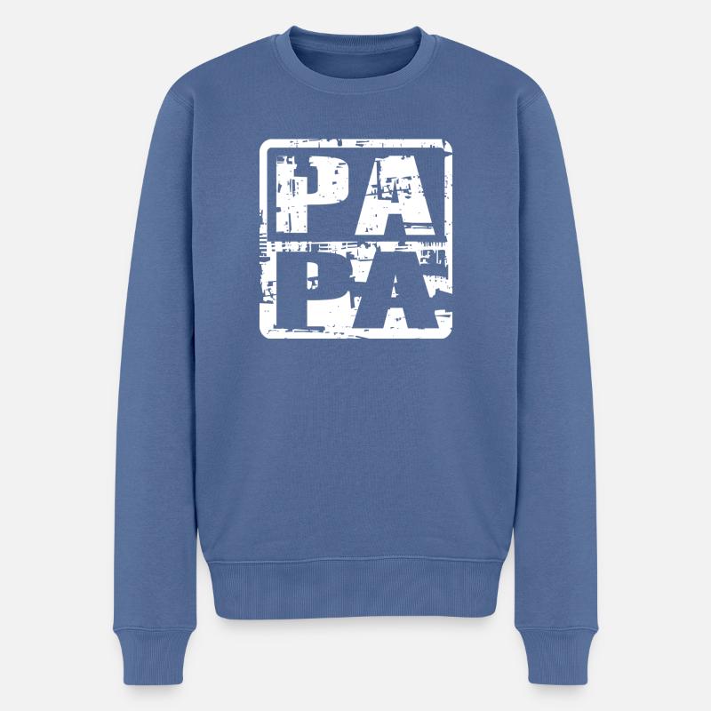 PAPA Blanc - Pull Premium bio Homme - bleu pigeon