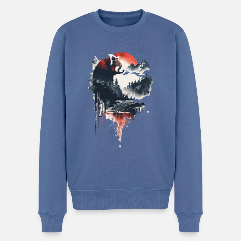 Roter Panda - Männer Premium Bio Pullover - Taubenblau