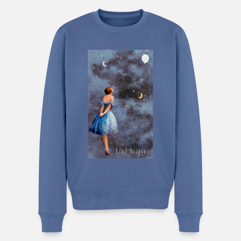 Lost in space. - Männer Premium Bio Pullover - Taubenblau