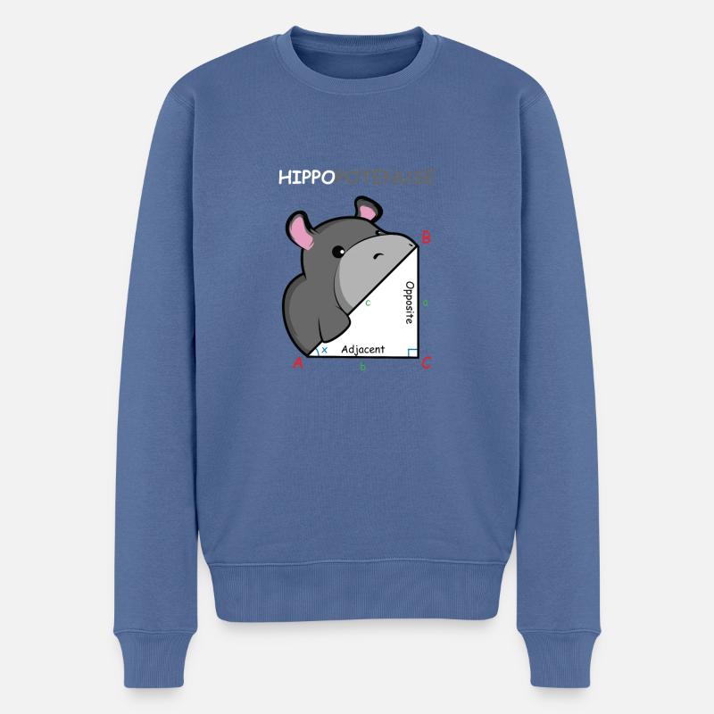 Hippopotenuse De Mathe-Genie Cadeau - Pull Premium bio Homme - bleu pigeon