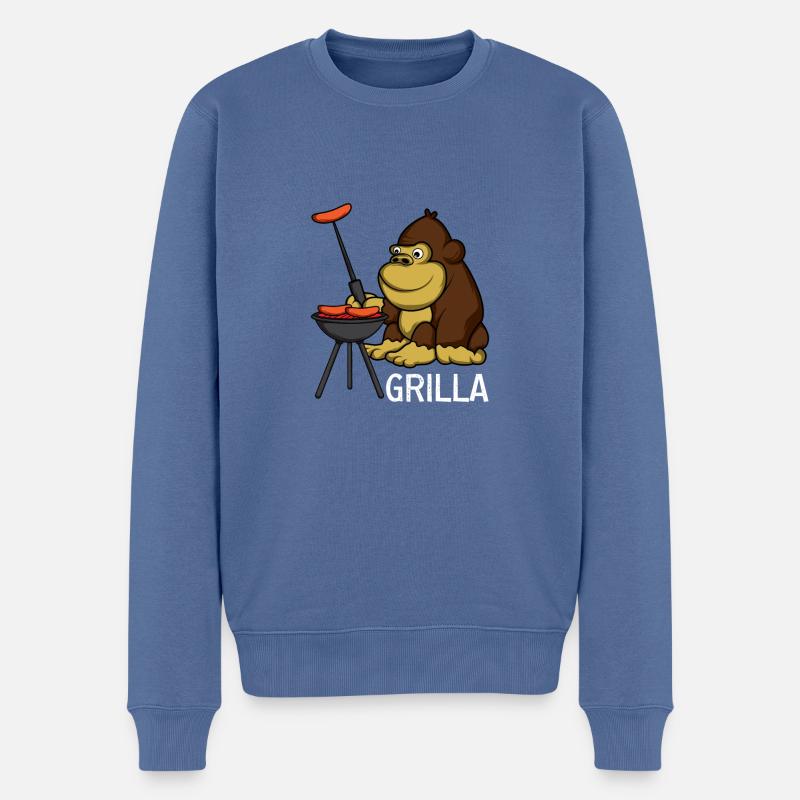 Grilla Wortin illustrateur Cadeau - Pull Premium bio Homme - bleu pigeon