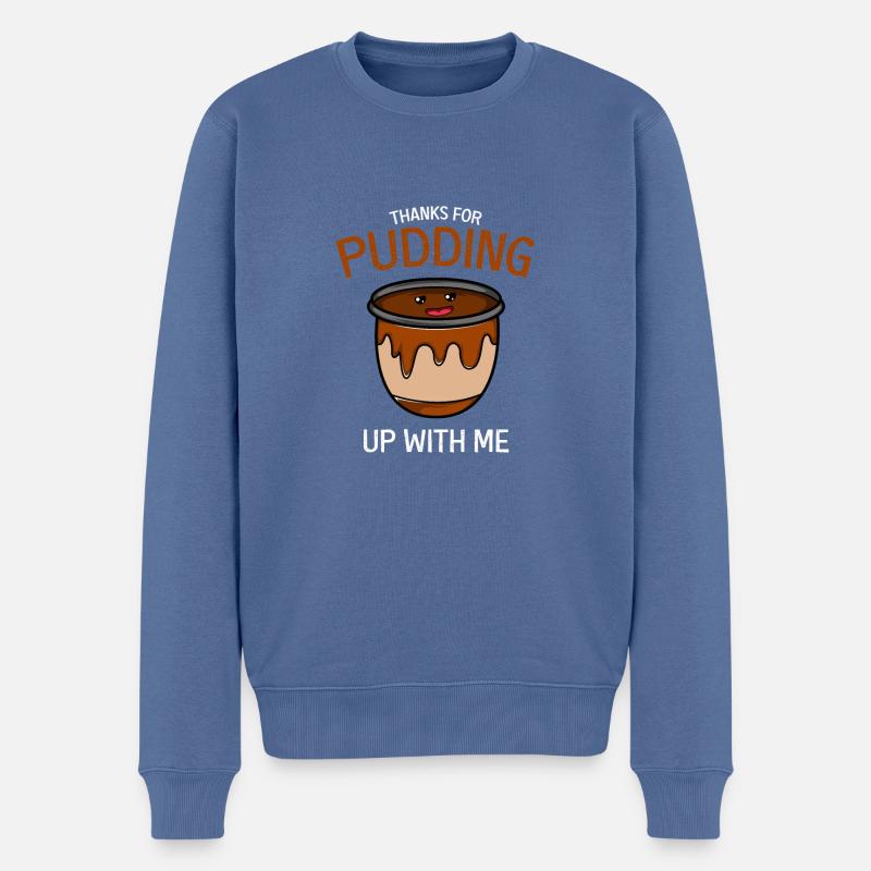 Pudding Lustige Person Geschenk - Männer Premium Bio Pullover - Taubenblau