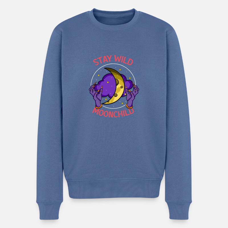 Mondkind Astrologe Gift - Männer Premium Bio Pullover - Taubenblau