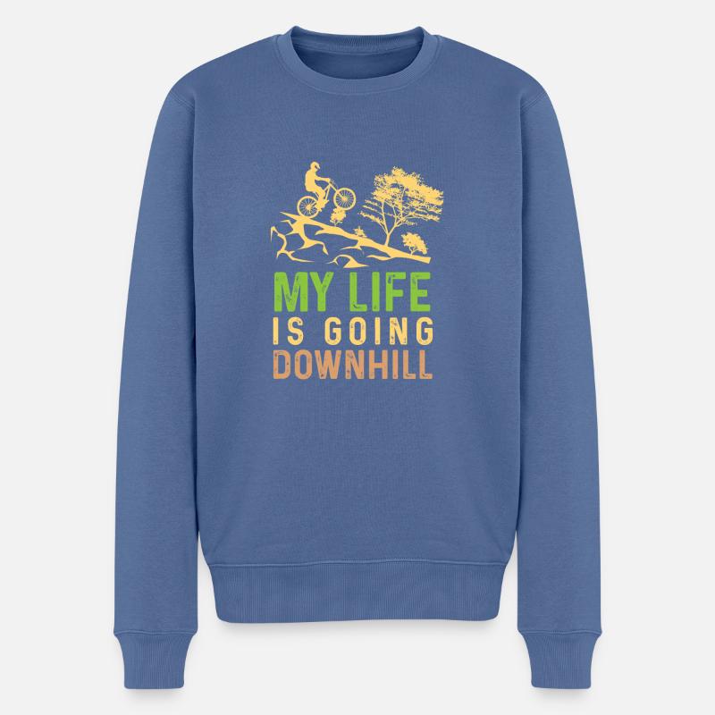 Bergab gehen Fahrer Gift - Männer Premium Bio Pullover - Taubenblau
