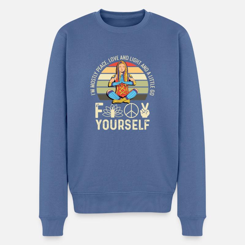 Friedensliebe und Licht Yogi Gift - Männer Premium Bio Pullover - Taubenblau
