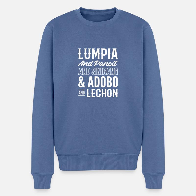 Adobo et Lechon. Cadeau Gourmand - Pull Premium bio Homme - bleu pigeon
