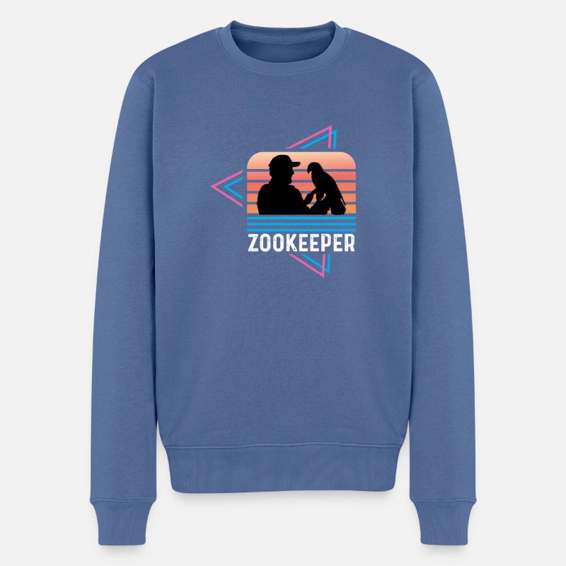 Zookeeper Retro Caretaker Cadeau - Pull Premium bio Homme - bleu pigeon