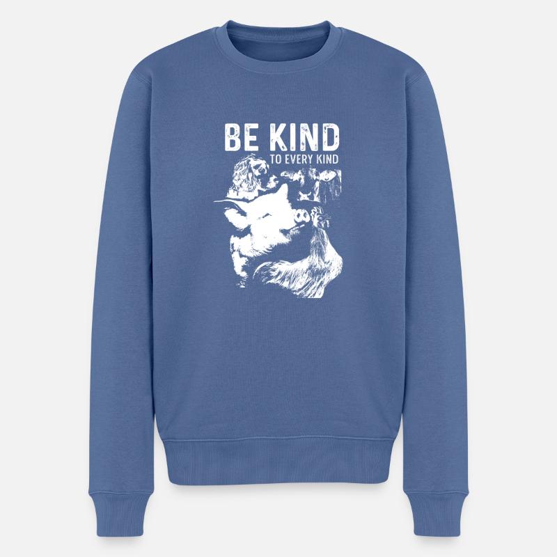 Cadeau végétalien Be Friendly - Pull Premium bio Homme - bleu pigeon