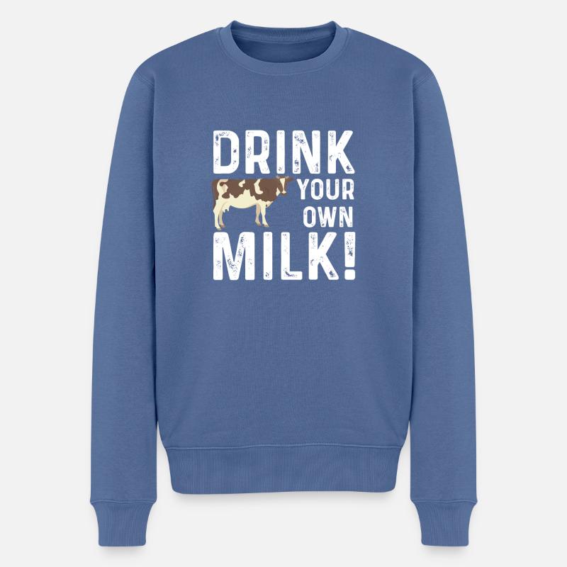 Trink deine eigene Milch Vegan Geschenk - Männer Premium Bio Pullover - Taubenblau