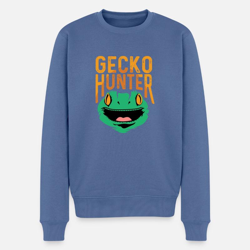 Gecko Hunter Tierpfleger Geschenk - Männer Premium Bio Pullover - Taubenblau
