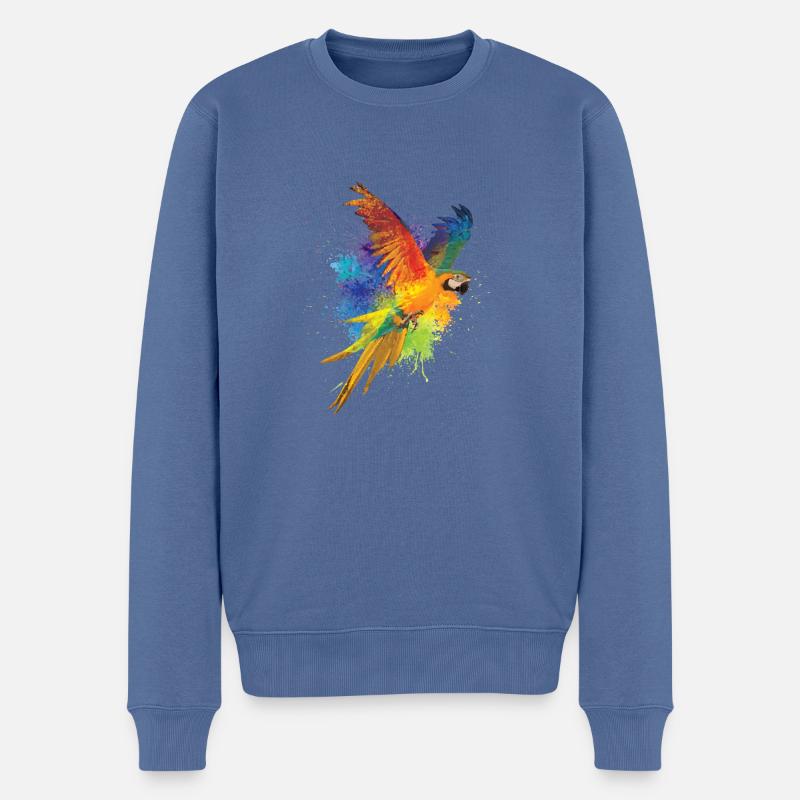 Buntes Vogel Vögelbesitzer Gift - Männer Premium Bio Pullover - Taubenblau