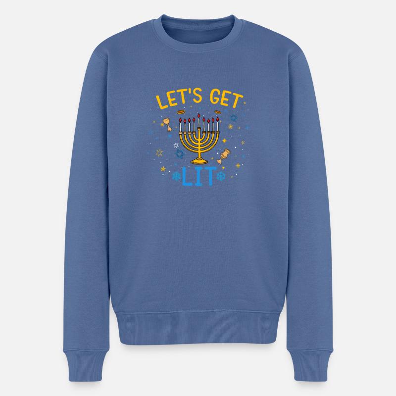 Let’s Funny Ugly Hanoukka -Génial - Pull Premium bio Homme - bleu pigeon