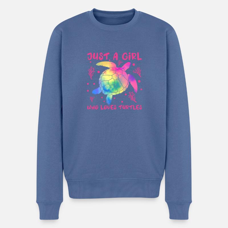 Spaß die Mädchen, die Schildkröten liebt - Frauen - Männer Premium Bio Pullover - Taubenblau