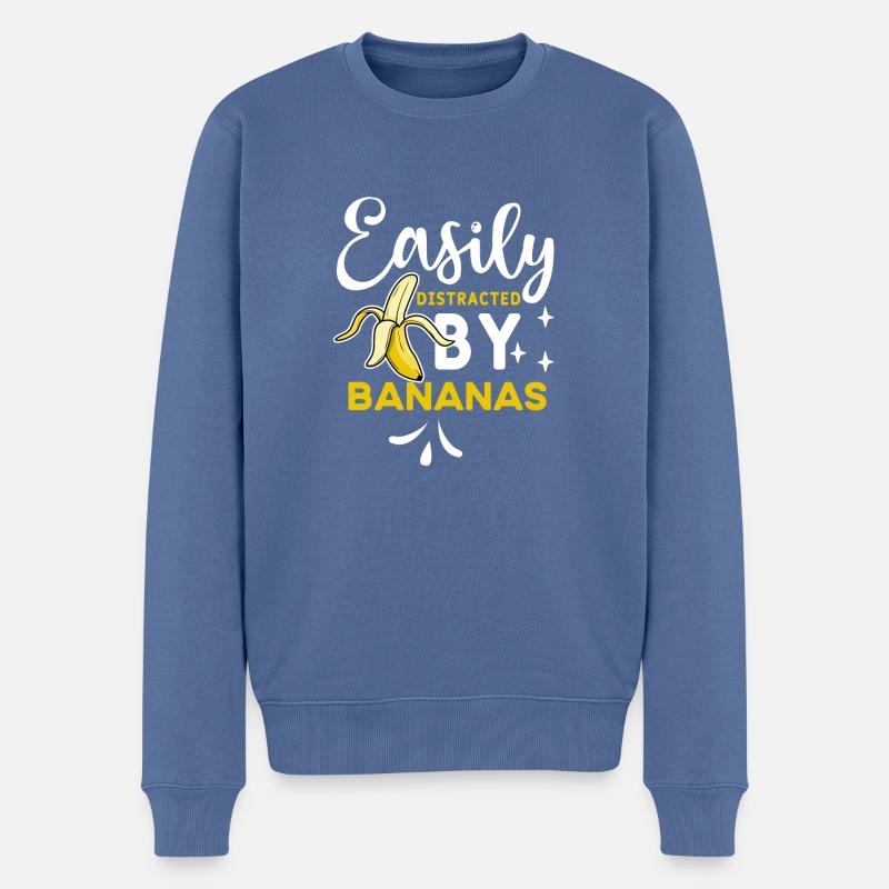 Banane leicht abgelenkte bananen vegane Lebensmitt - Männer Premium Bio Pullover - Taubenblau