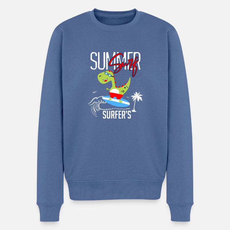 Vacances d’été Surf Surfer’s Dino - Pull Premium bio Homme - bleu pigeon