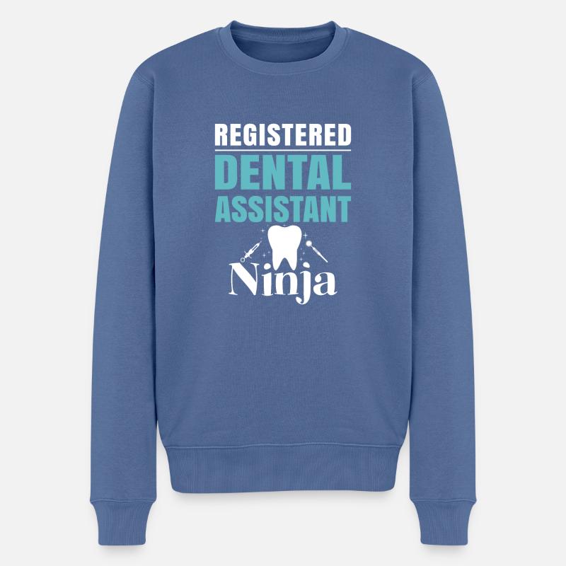 Assistant dentaire agréé Ninja - Pull Premium bio Homme - bleu pigeon