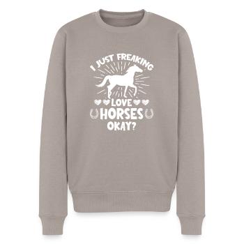 Ich liebe nur liebe Pferde okay, okay - Männer Premium Bio Pullover - Taupe - Vorne - Nico (187cm)