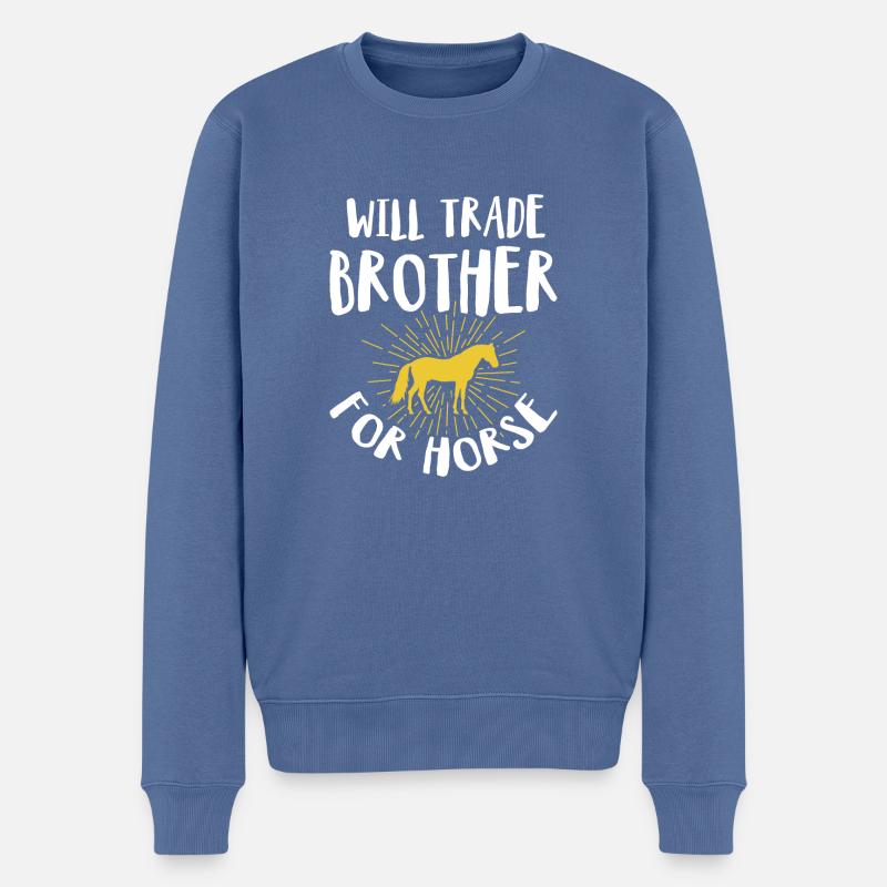 Wird Bruder gegen Pferd handeln - Männer Premium Bio Pullover - Taubenblau