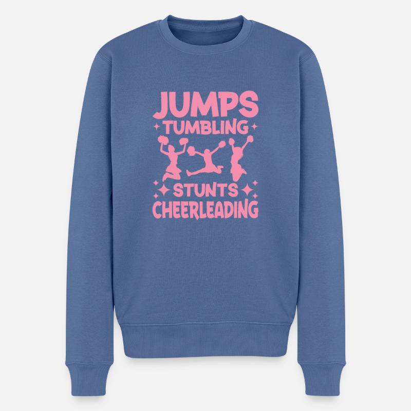 Sauts d’assaut cascades cheerleading - Pull Premium bio Homme - bleu pigeon