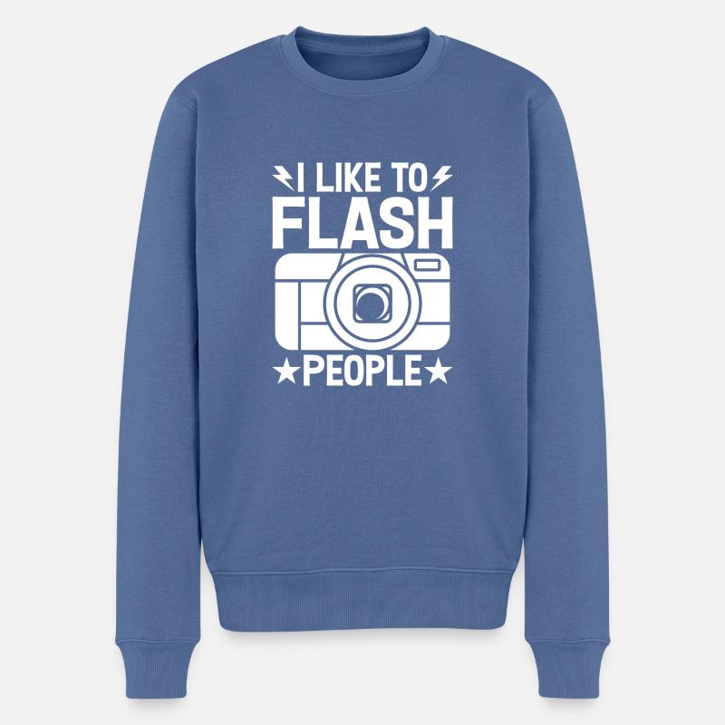 J’aime flasher les gens - Pull Premium bio Homme - bleu pigeon