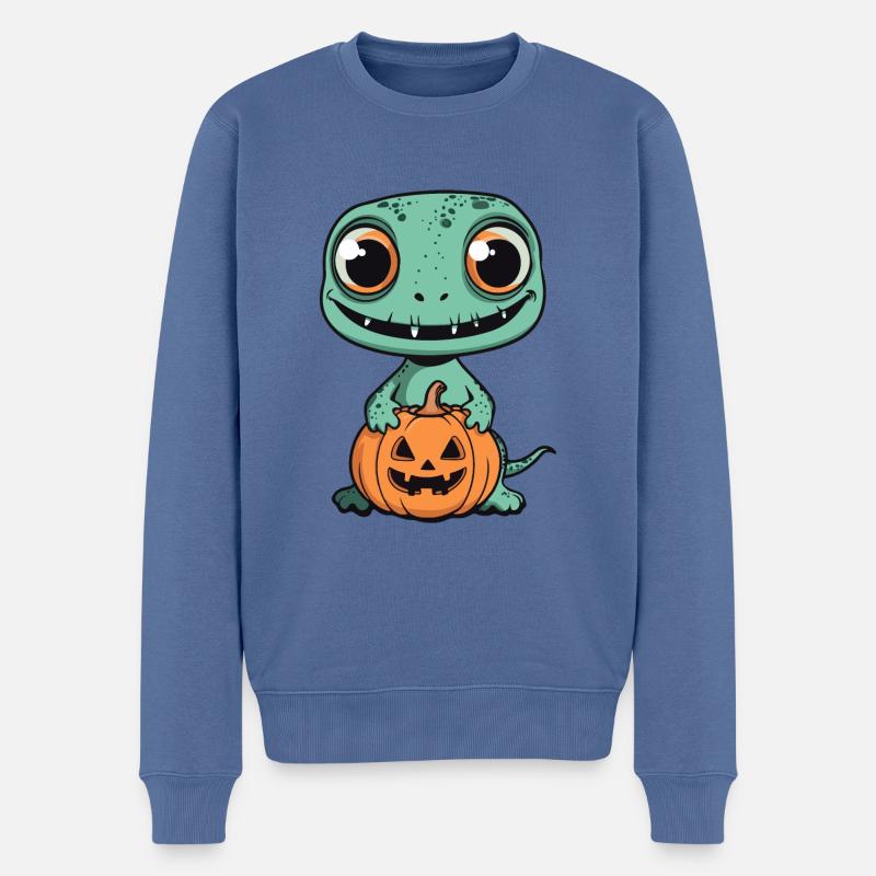 Lézard Halloween Drôle Zombie - Pull Premium bio Homme - bleu pigeon