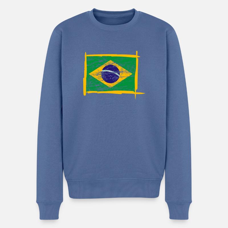 Brésil drapeau du Brésil - Pull Premium bio Homme - bleu pigeon