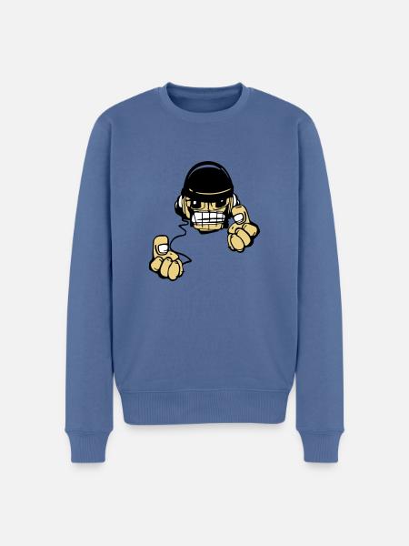 Micky DJ - Männer Premium Bio Pullover - Taubenblau