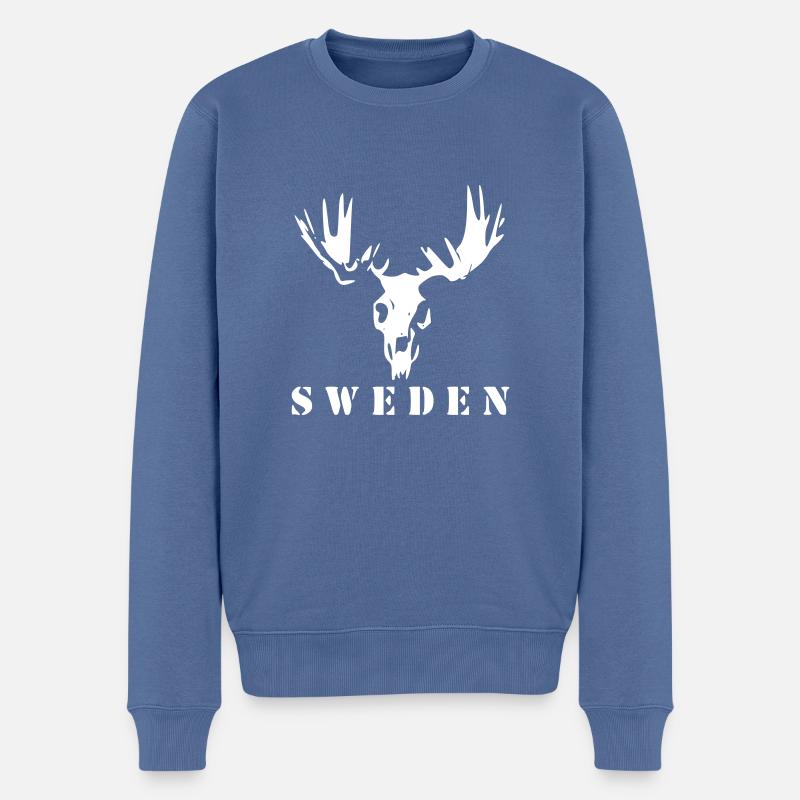 Elchschädel Schweden - Männer Premium Bio Pullover - Taubenblau