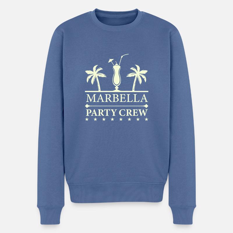 marbella party crew - Männer Premium Bio Pullover - Taubenblau