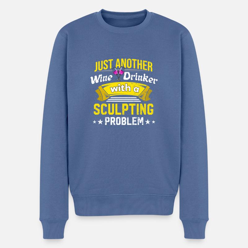 Weintrinker mit Bildhauerungsproblem Weinliebhaber - Männer Premium Bio Pullover - Taubenblau