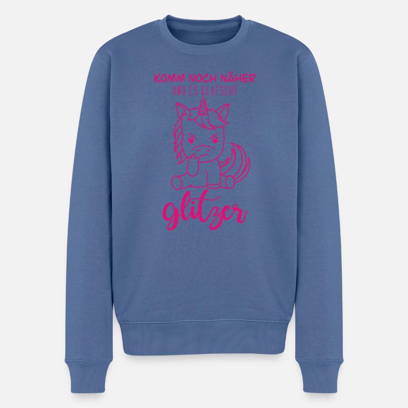 Einhorn Stinkehorn (pink) - Männer Premium Bio Pullover - Taubenblau
