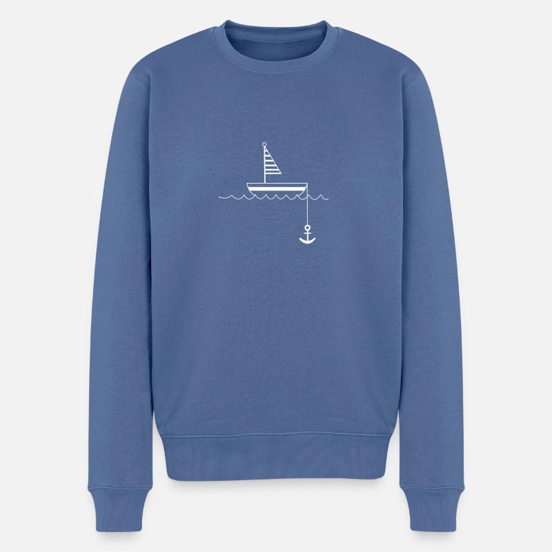 bateau - Pull Premium bio Homme - bleu pigeon
