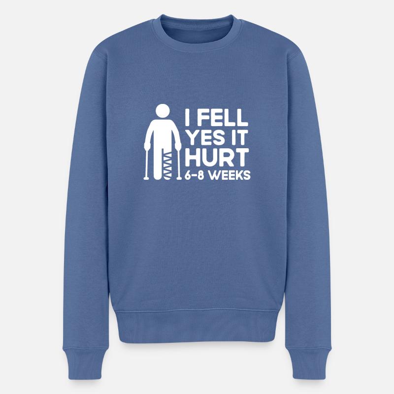 Ich bin gefallen. - Männer Premium Bio Pullover - Taubenblau
