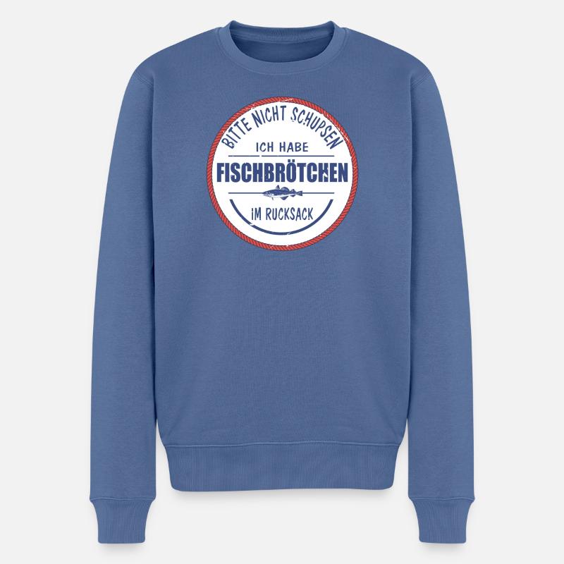 Fischbrötchen Angler lustig - Männer Premium Bio Pullover - Taubenblau