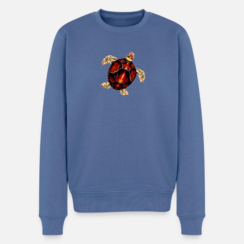 Musterhafte Meeresschildkröte Illustration - Männer Premium Bio Pullover - Taubenblau