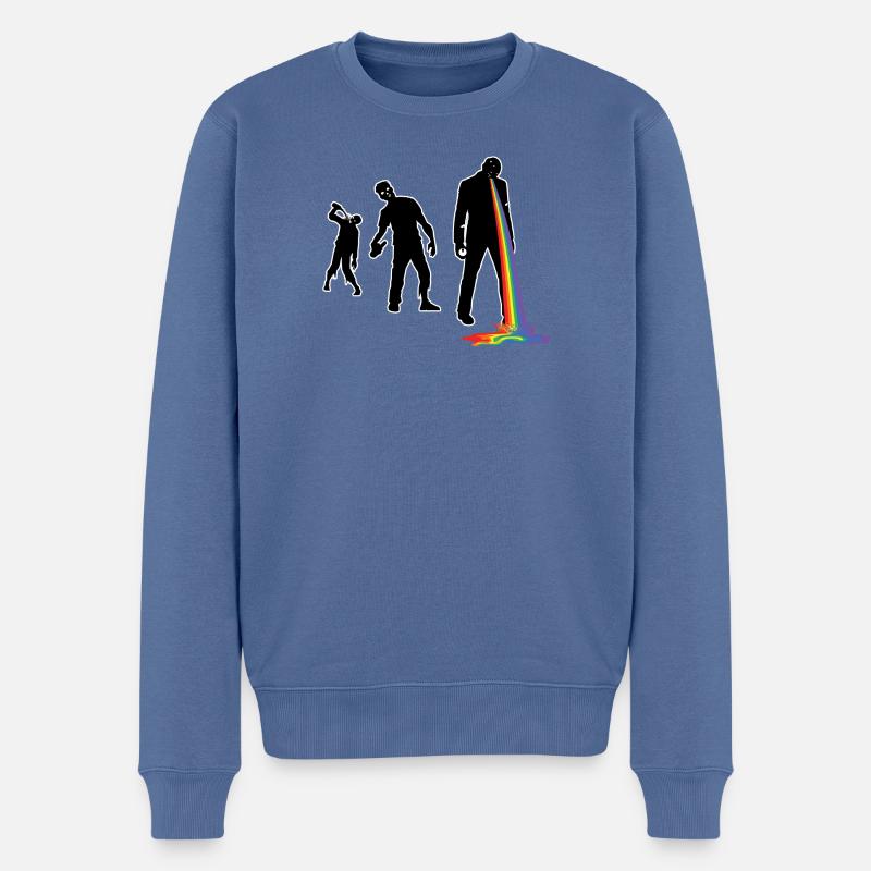 walking drunken rainbow - Männer Premium Bio Pullover - Taubenblau