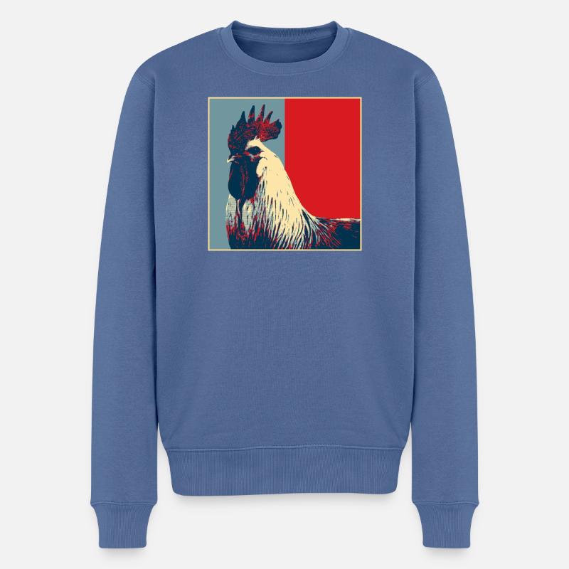 Hahn - Männer Premium Bio Pullover - Taubenblau